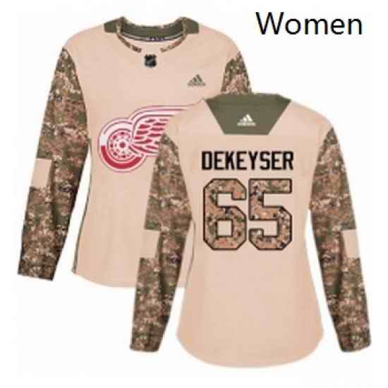 Womens Adidas Detroit Red Wings 65 Danny DeKeyser Authentic Camo Veterans Day Practice NHL Jersey